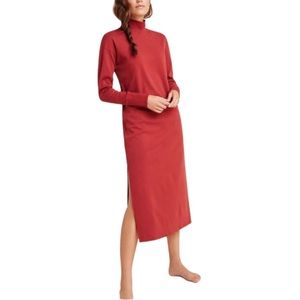 Anthropologie Stateside Ponte Midi Dress Mock Neck Supima Cotton Brick Red XS